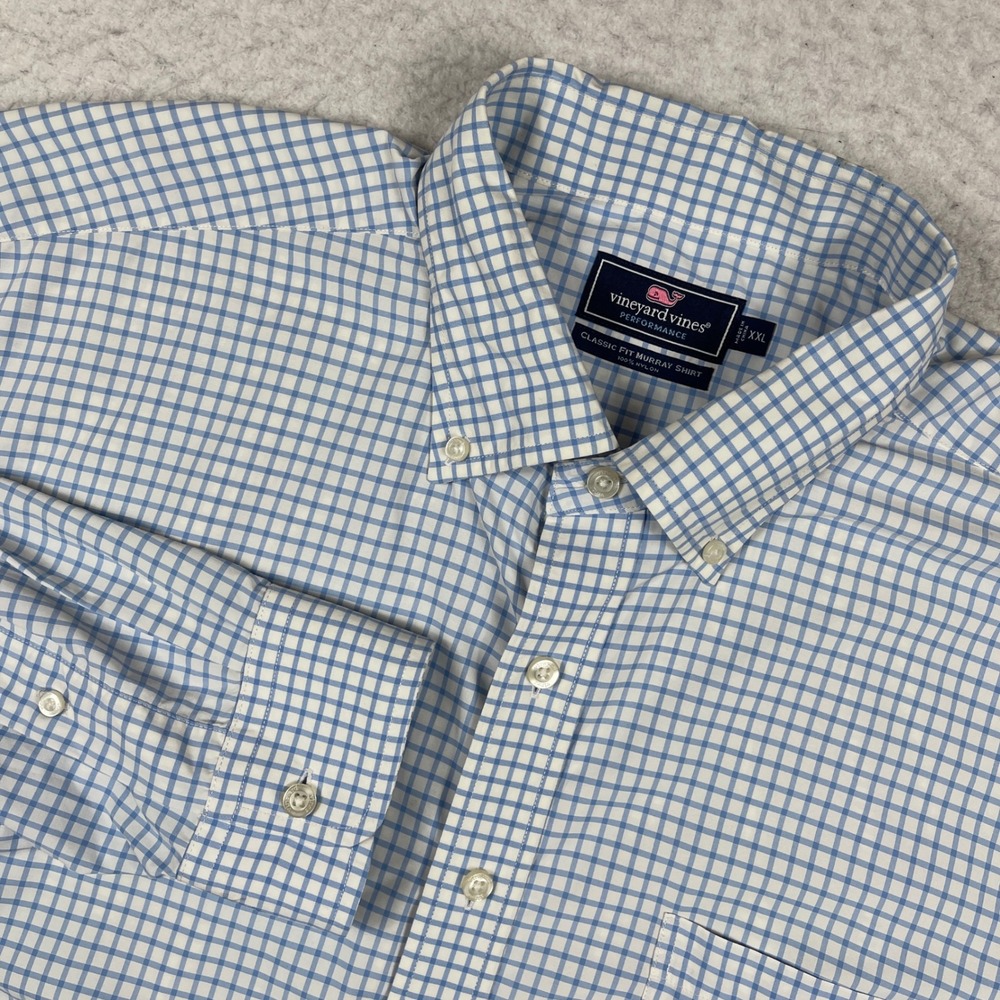 Vineyard Vines Performance‎ Murray Shirt Mens XXL Blue Check Classic Button Down